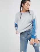 Asos Sweater With Color Block Sleeve - Gray