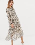Asos Design Button Through Soft Maxi Dress In Dalmation Spot - Multi