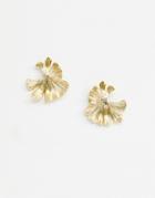 Asos Design Earrings In Etched Floral Design In Gold - Gold