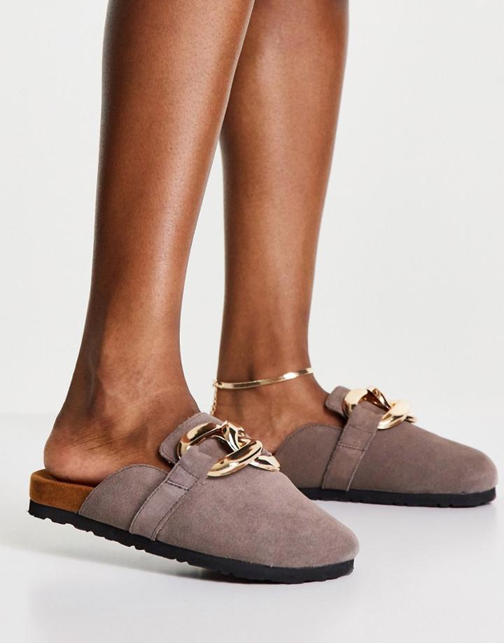 Asra Fiscal Clogs In Mauve Suede With Chain Detail-neutral