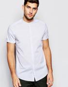 Asos Gray Texture Shirt With Grandad Collar In Regular Fit - Gray