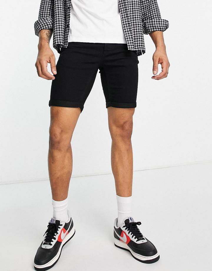 Only & Sons Slim Fit Denim Shorts In Black