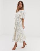 Stevie May Estelle Midi Dress In Cross Print-cream