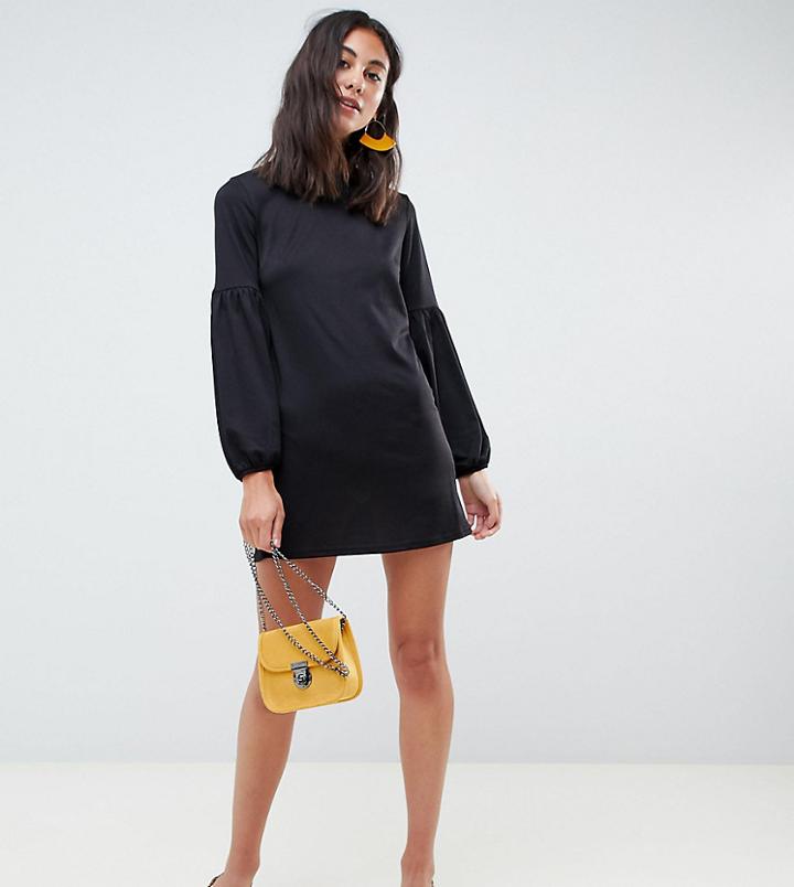 New Look Tall Balloon Sleeve Tunic Dress - Black