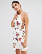 Oh My Love Printed Skater Dress With Lace Up Side - Multi