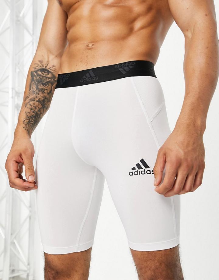 Adidas Training Techfit Base Layer Shorts In White