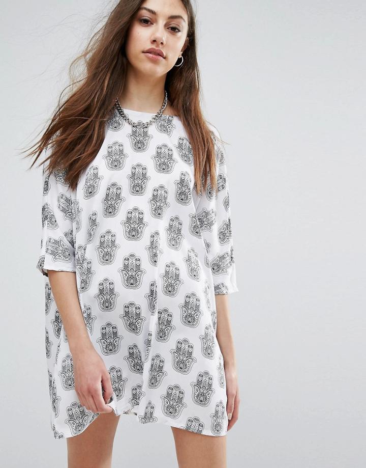 Noisy May Eye Print Tunic Dress - White