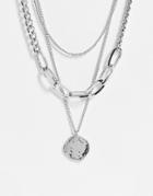 Topshop Crystal Pendant Chain Necklace In Silver