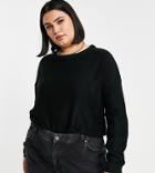 Brave Soul Plus Grunge Boxy Crew Neck Sweater-black