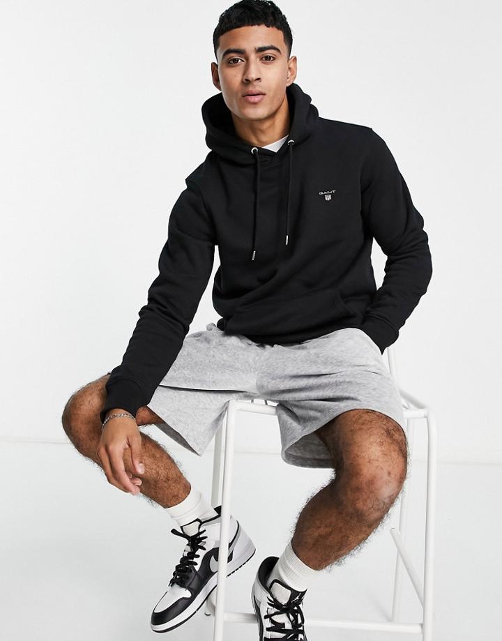 Gant Original Logo Hoodie In Black
