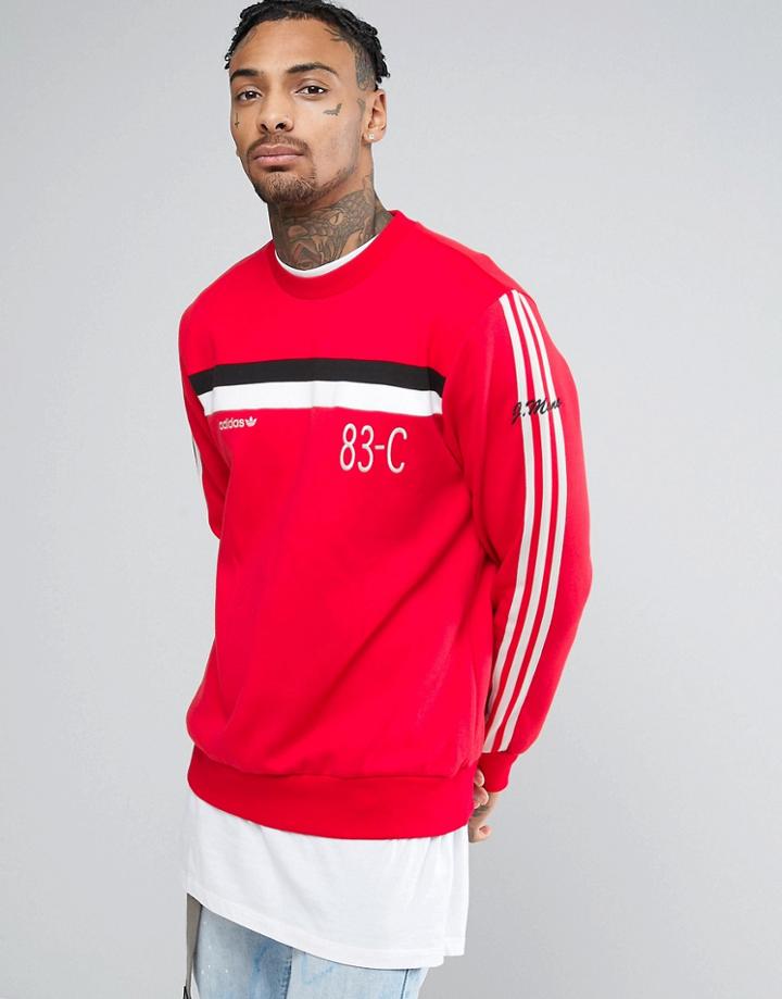 Adidas Originals 83-c Vintage Retro Sweatshirt In Red Bk5317 - Red