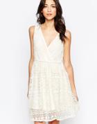 Lavand V Neck Textured Skater Dress - W