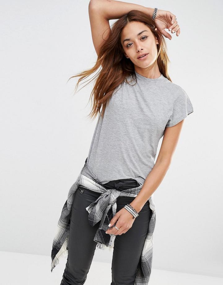 Noisy May High Neck T-shirt - Gray