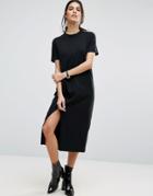 Asos Ultimate T-shirt Midi Dress With Side Split - Black
