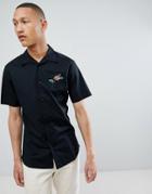 Only & Sons Revere Collar Shirt With Rose Embroidery - Black