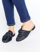 Asos Lucky Bow Detail Ballet Mules - Navy
