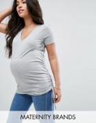 New Look Maternity Rouch Side Jersey T-shirt - Gray