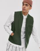 Asos Design Canvas Vest In Khaki-green