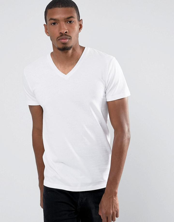 Esprit V-neck Organic Cotton T-shirt - White