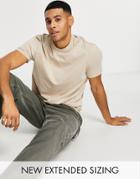 Asos Design Organic Blend T-shirt With Crew Neck In Beige-neutral