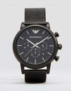 Emporio Armani Mesh Stainless Steel Watch In Black Ar1968 - Black