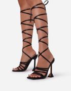 Ego Amelia Strappy Tie Leg Heel Sandals In Black