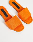 Asos Design Zambo Slider Slippers In Orange Toweling