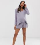 Asos Deisgn Maternity Mix & Match Lounge Fluted Short-blue