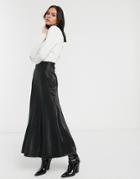 Monki Midi Satin Skirt In Black