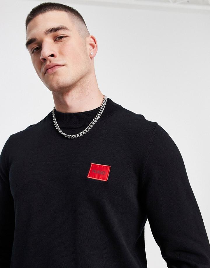 Hugo San Gottardo 3 Half Zip Knitted Sweater In Black