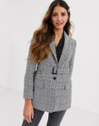 Miss Selfridge Blazer With Belt In Check