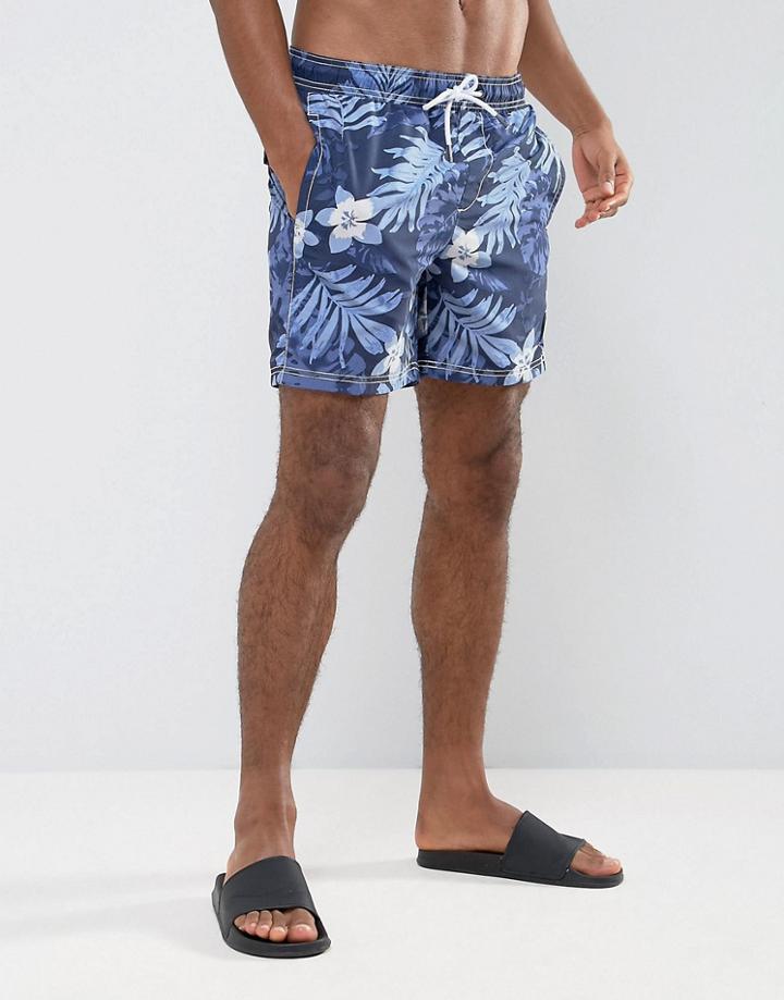 Timberland Tonal Floral Swim Shorts In Blue - Blue