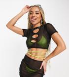 Public Desire Cut Out Mesh Beach Skirt In Black - Part Of A Set