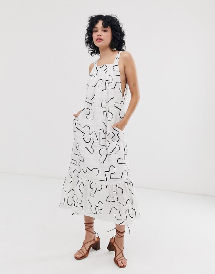 Asos Design Pephem Midi Sundress In Contemporary Print - Multi