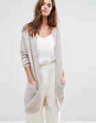 Selected Femme Long Line Knit Cardigan - Gray