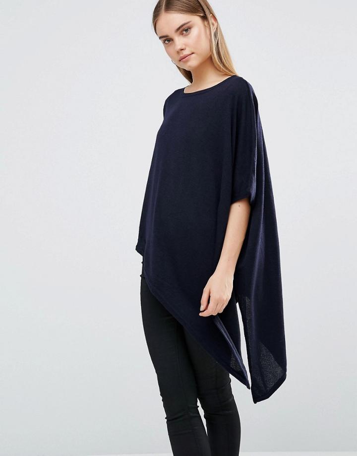 Ax Paris Off Shoulder Asymmetric Top - Navy