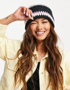 Asos Design Crochet Knit Turn Up Beanie In Multi Stripe