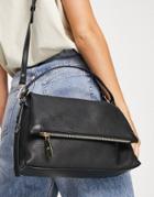 Paul Costelloe Leather Flap Over Shoulder Bag In Black
