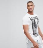 Religion Tall Stepped Hem T-shirt With Rock Star Print - White