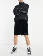 Mennace Jersey Shorts In Black Ribbed Velour