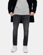 Topman Organic Cotton Blend Slim Jeans In Washed Black