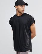 Asos Black T-shirt With Cap Sleeves - Black