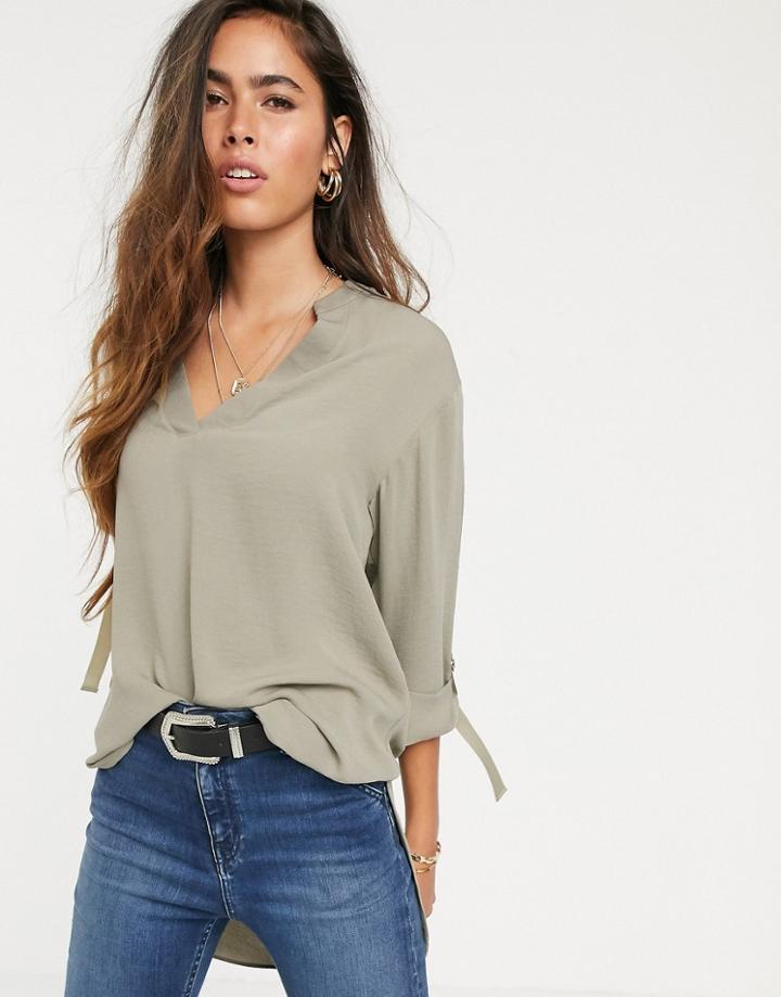 River Island Oversized Shirt In Khaki-green