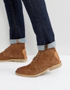Asos Desert Boots In Tan Suede With Leather Detail - Tan