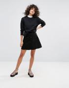 Waven A Line Denim Skirt - Black