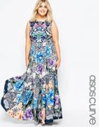 Asos Curve Maxi Dress In Floral Paisley Print - Multi
