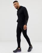 Asos Design Tracksuit Hoodie/skinny Sweatpants In Black With Rose Gold Zips