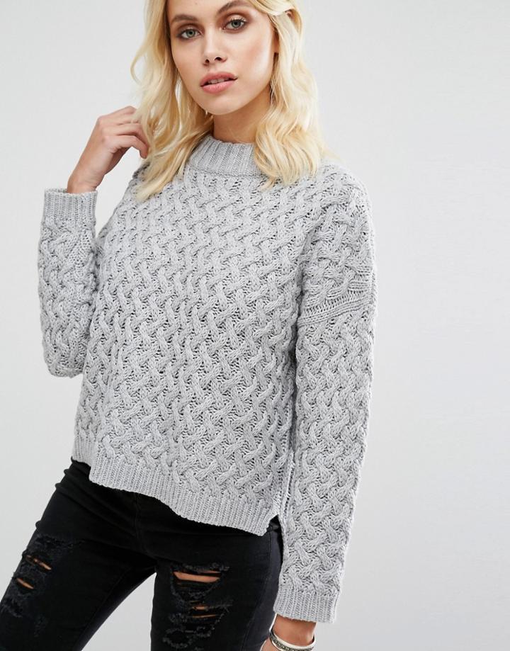Goldie Committed Oversized Knitted Sweater - Gray