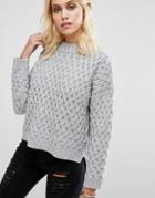 Goldie Committed Oversized Knitted Sweater - Gray