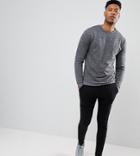 Asos Design Tall Sweatshirt In Charcoal Interest Fabric - Gray
